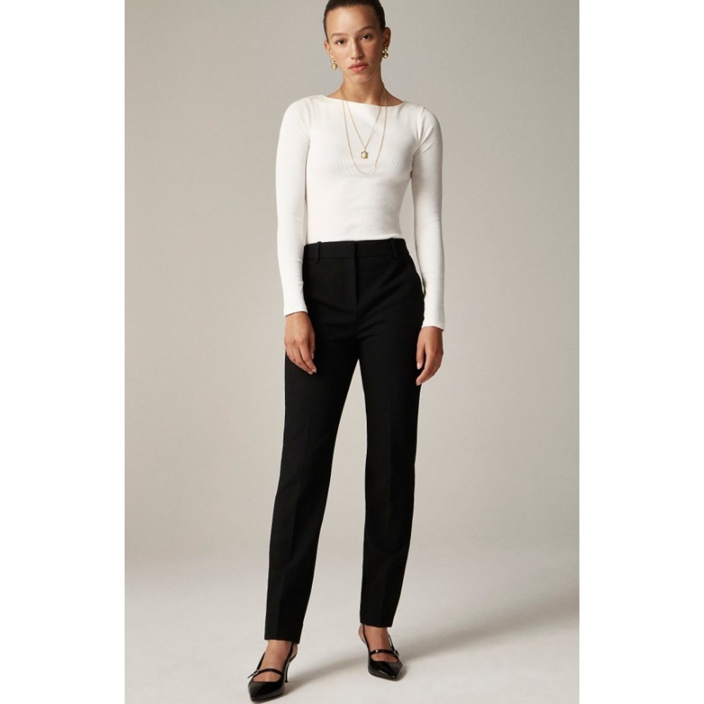 J.Crew 365 Cameron Pants Womens 4 Tall Black Stretch High Waisted Career Trouser
